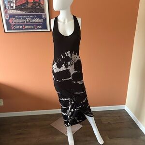 YOUNG, FABULOUS & BROKE black and gray midi/maxi tie dye dress